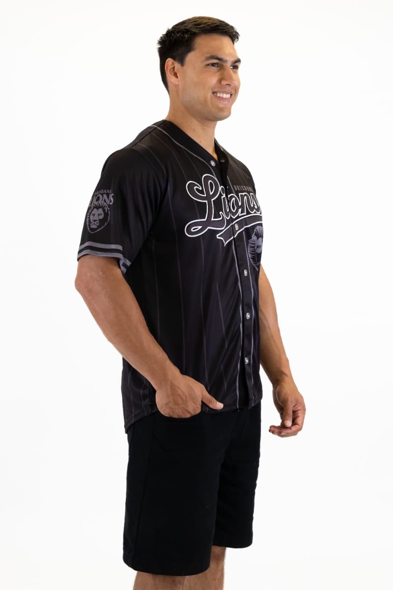 Brisbane Lions 2025 AFL Mens Blackout Baseball Shirt