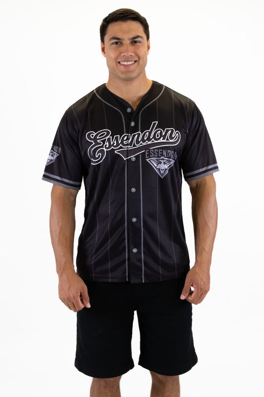 Essendon Bombers 2025 AFL Mens Blackout Baseball Shirt