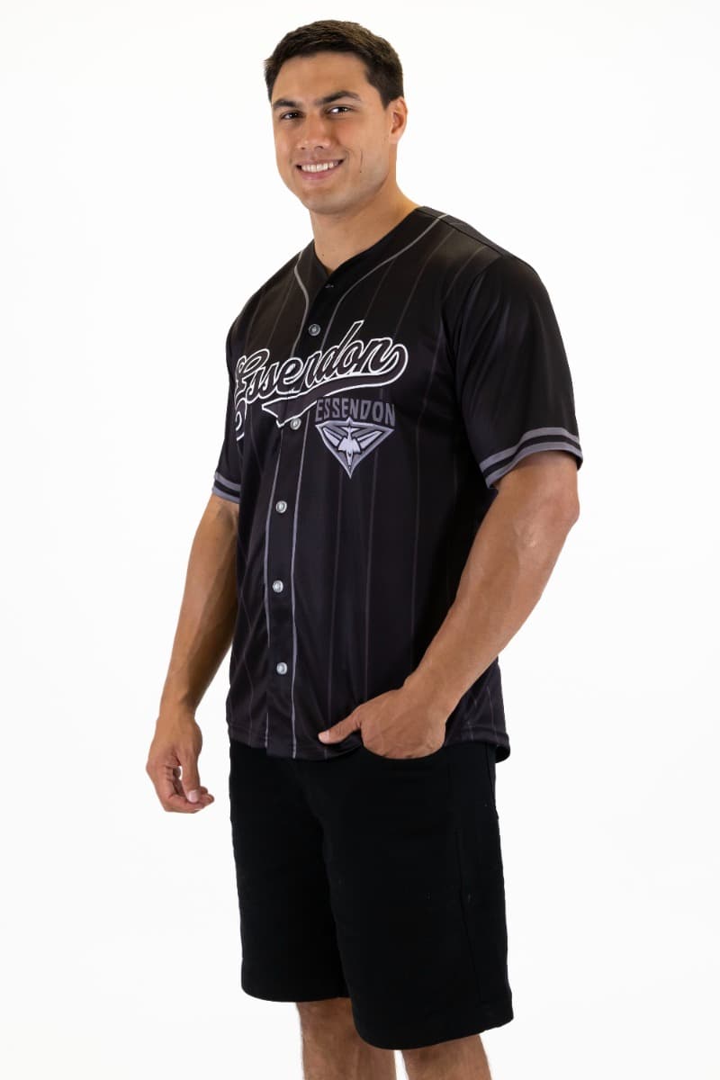 Essendon Bombers 2025 AFL Mens Blackout Baseball Shirt