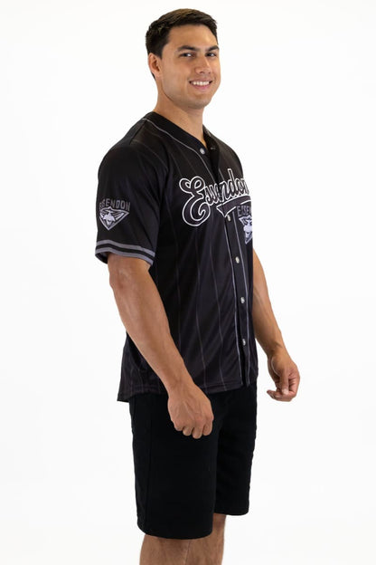 Essendon Bombers 2025 AFL Mens Blackout Baseball Shirt