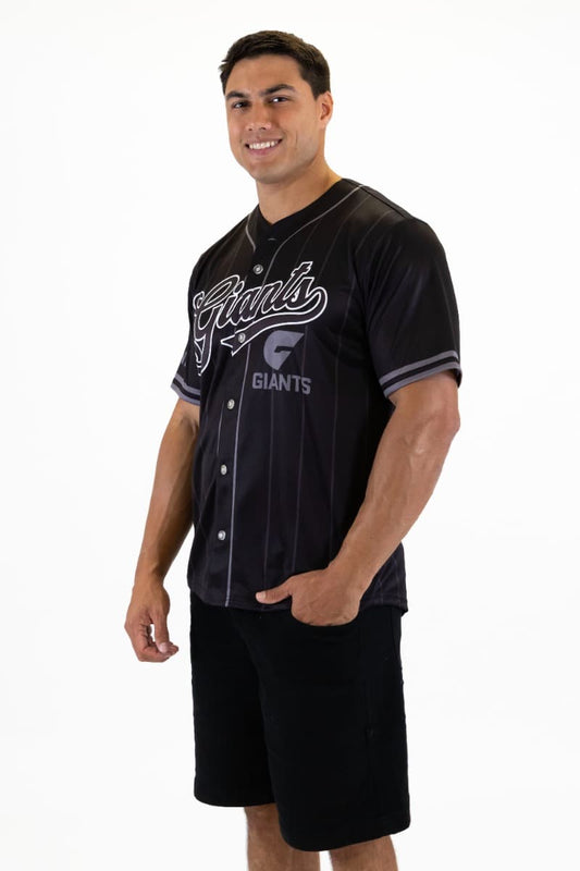 GWS Giants 2025 AFL Mens Blackout Baseball Shirt