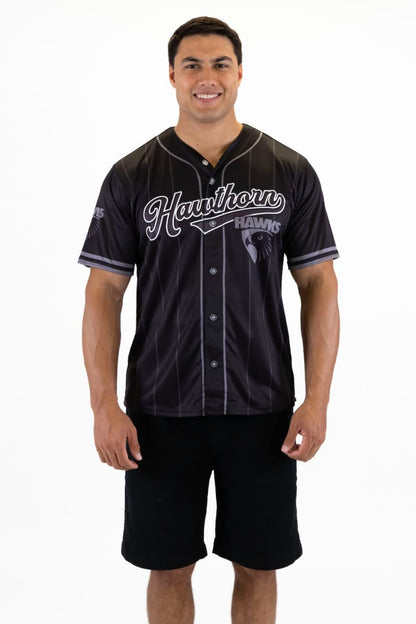 Hawthorn Hawks 2025 AFL Mens Blackout Baseball Shirt