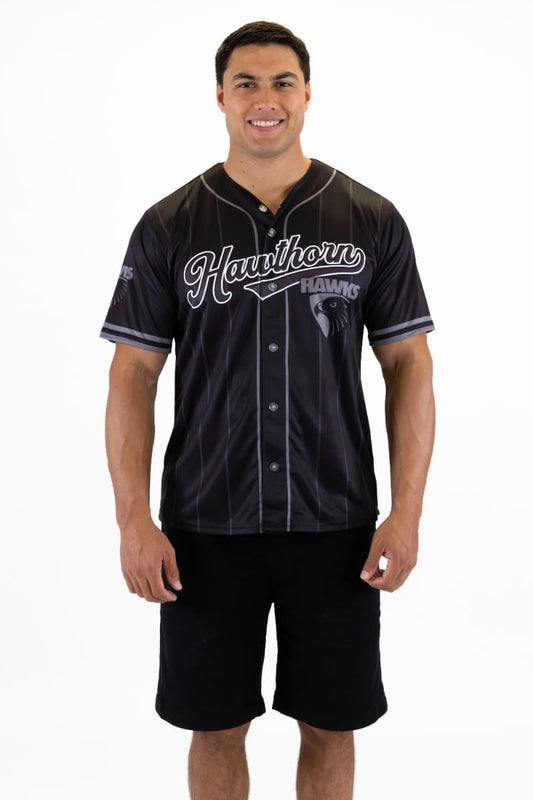 Hawthorn Hawks 2025 AFL Mens Blackout Baseball Shirt