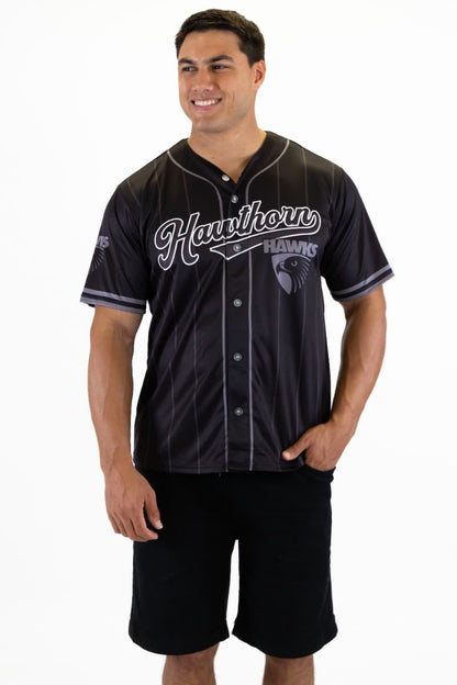 Hawthorn Hawks 2025 AFL Mens Blackout Baseball Shirt