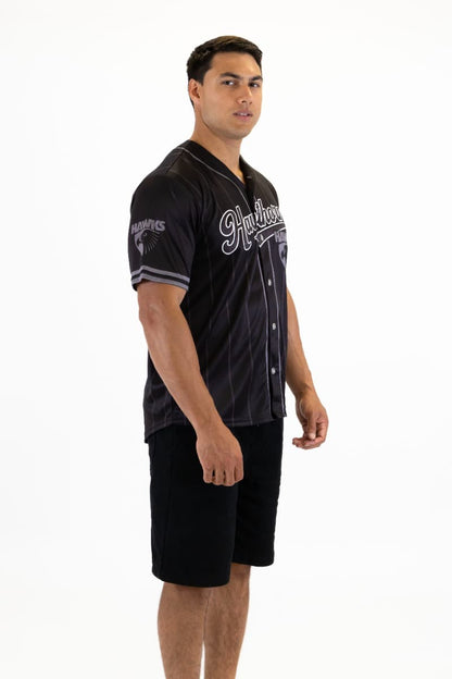 Hawthorn Hawks 2025 AFL Mens Blackout Baseball Shirt