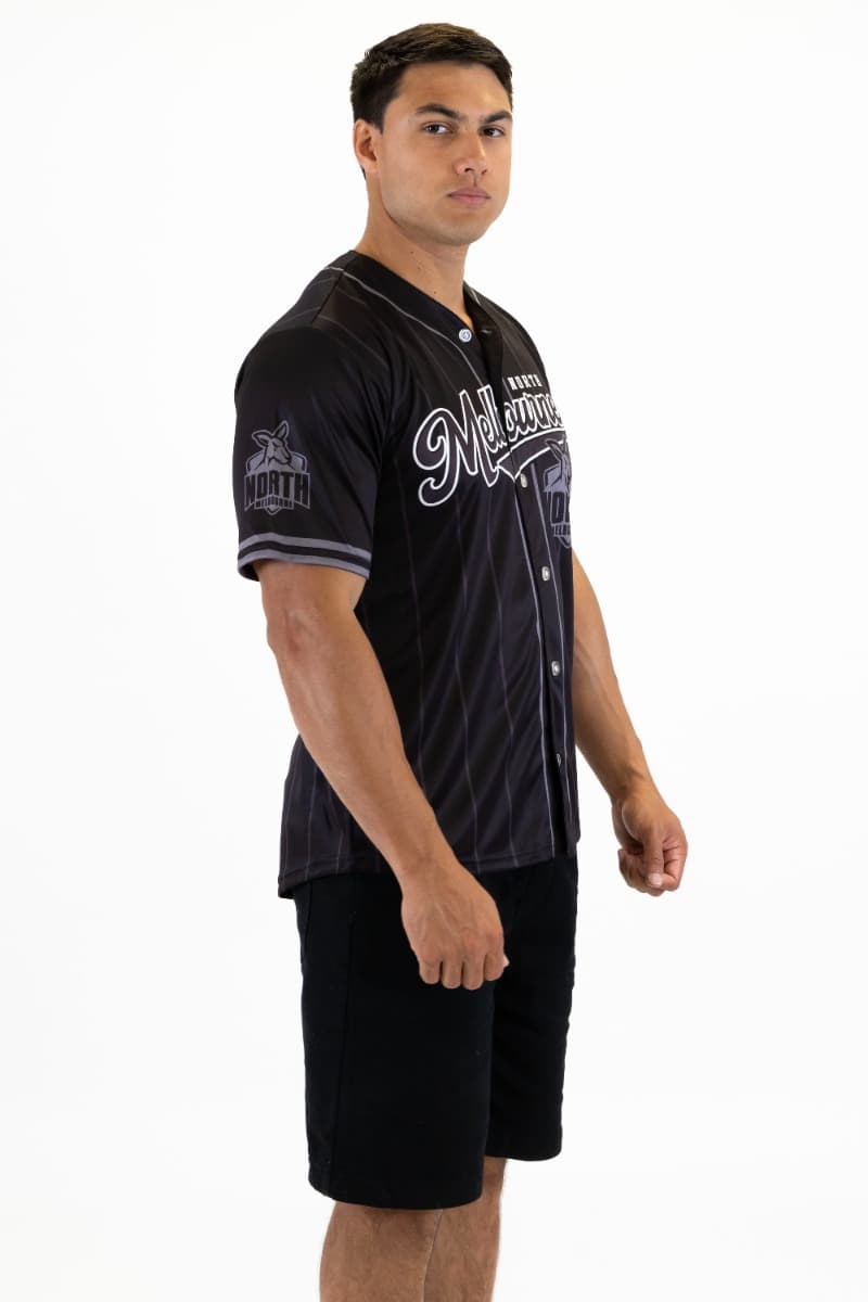 North Melbourne Kangaroos 2025 AFL Mens Blackout Baseball Shirt