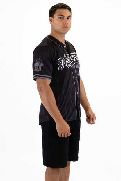 North Melbourne Kangaroos 2025 AFL Mens Blackout Baseball Shirt