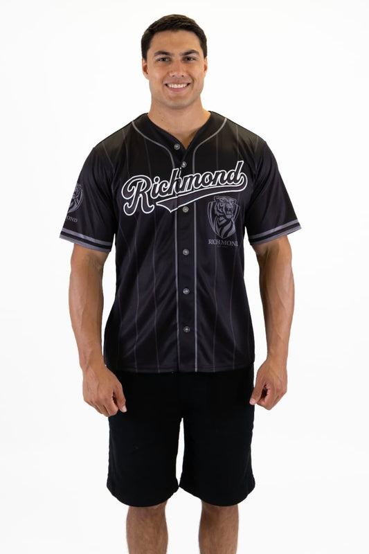 Richmond Tigers 2025 AFL Mens Blackout Baseball Shirt