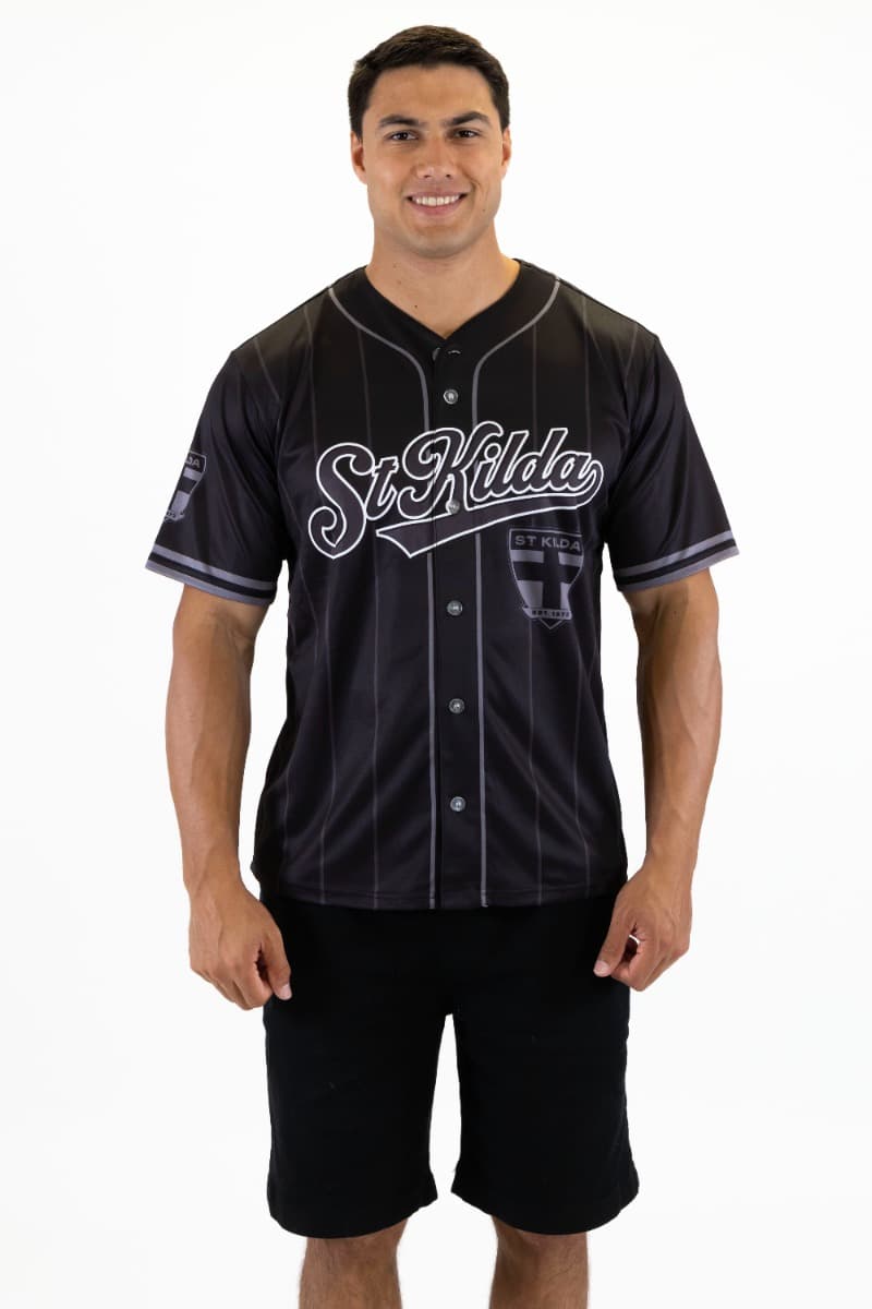 St Kilda Saints 2025 AFL Mens Blackout Baseball Shirt