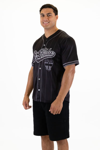 St Kilda Saints 2025 AFL Mens Blackout Baseball Shirt