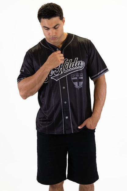 St Kilda Saints 2025 AFL Mens Blackout Baseball Shirt
