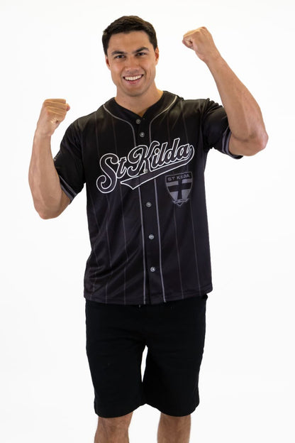 St Kilda Saints 2025 AFL Mens Blackout Baseball Shirt