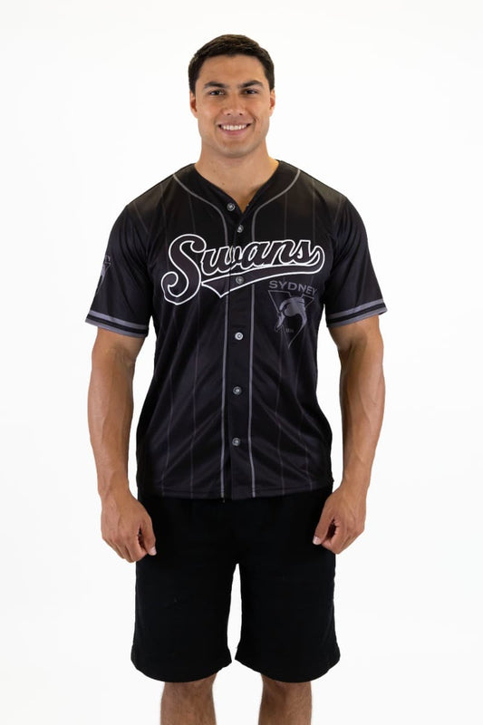 Sydney Swans 2025 AFL Mens Blackout Baseball Shirt