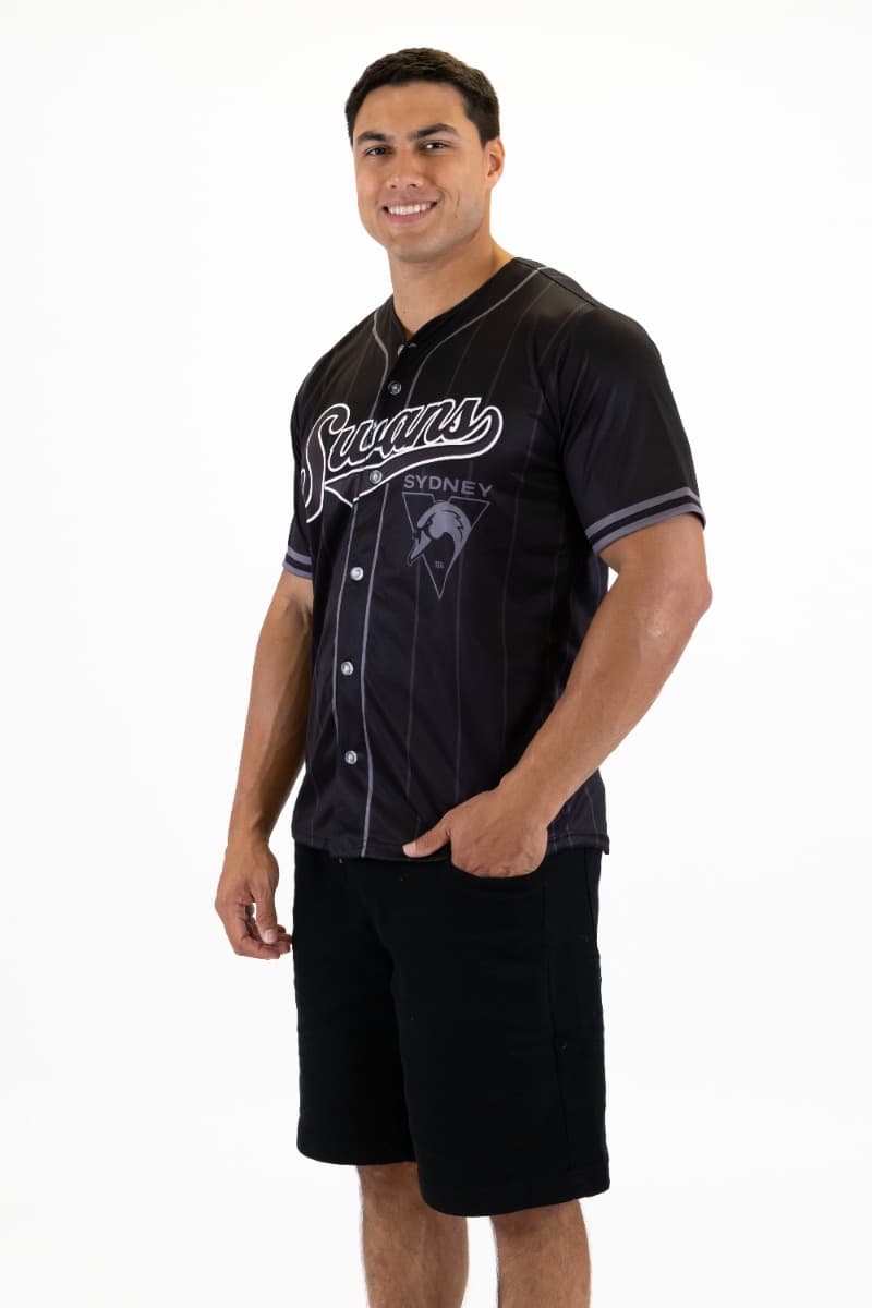 Sydney Swans 2025 AFL Mens Blackout Baseball Shirt