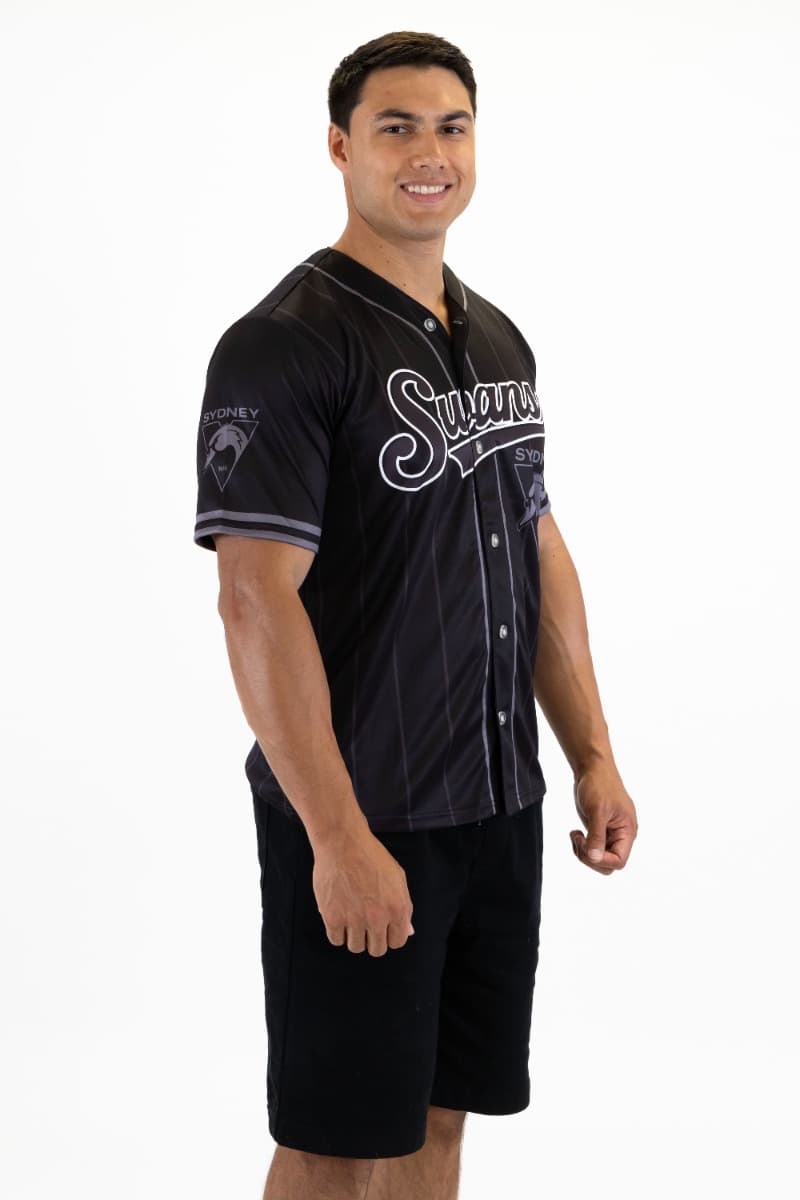 Sydney Swans 2025 AFL Mens Blackout Baseball Shirt