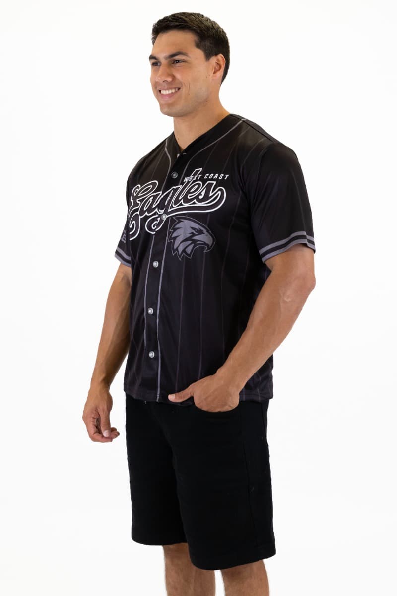 West Coast Eagles 2025 AFL Mens Blackout Baseball Shirt