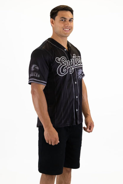 West Coast Eagles 2025 AFL Mens Blackout Baseball Shirt