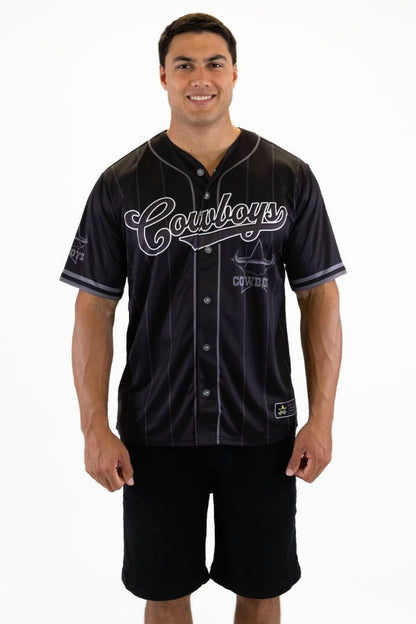 North Queensland Cowboys 2025 NRL Mens Blackout Baseball Shirt