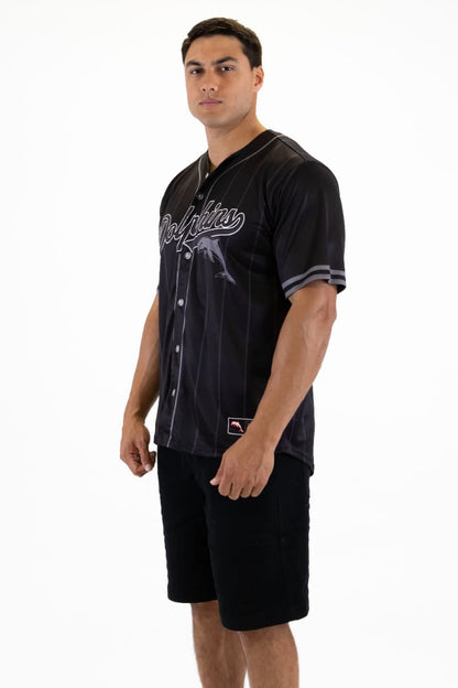 Dolphins 2025 NRL Mens Blackout Baseball Shirt