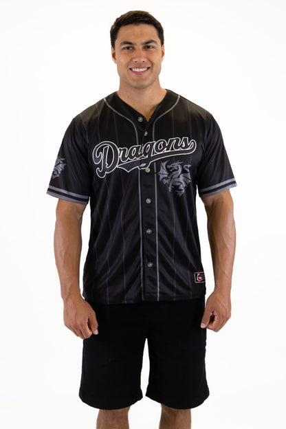 St George Dragons 2025 NRL Mens Blackout Baseball Shirt