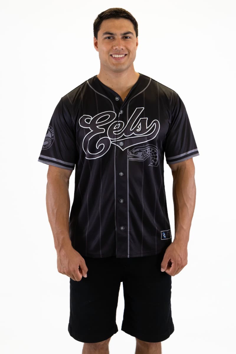Parramatta Eels 2025 NRL Mens Blackout Baseball Shirt