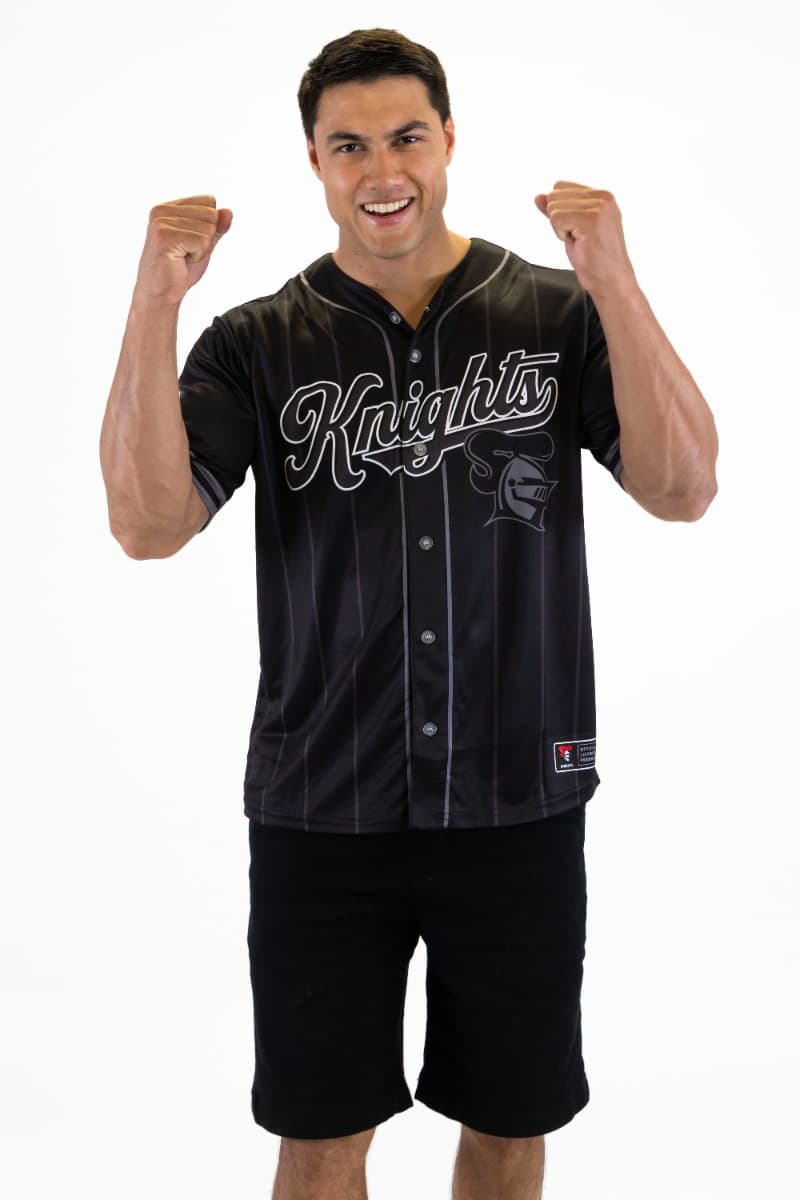 Newcastle Knights 2025 NRL Mens Blackout Baseball Shirt