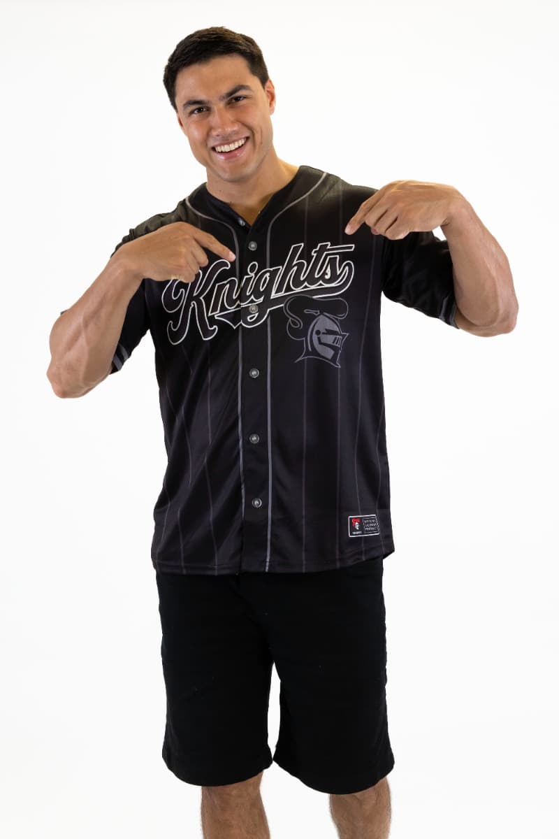Newcastle Knights 2025 NRL Mens Blackout Baseball Shirt
