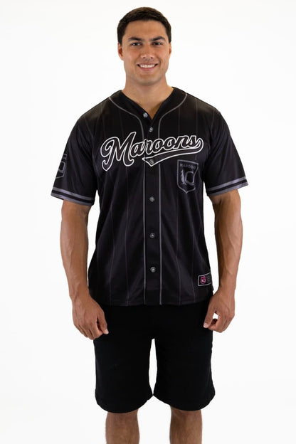 QLD Maroons 2025 NRL Mens Blackout Baseball Shirt