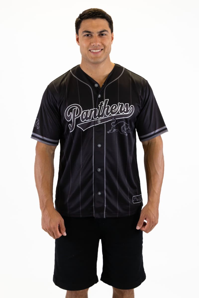 Penrith Panthers 2025 NRL Mens Blackout Baseball Shirt