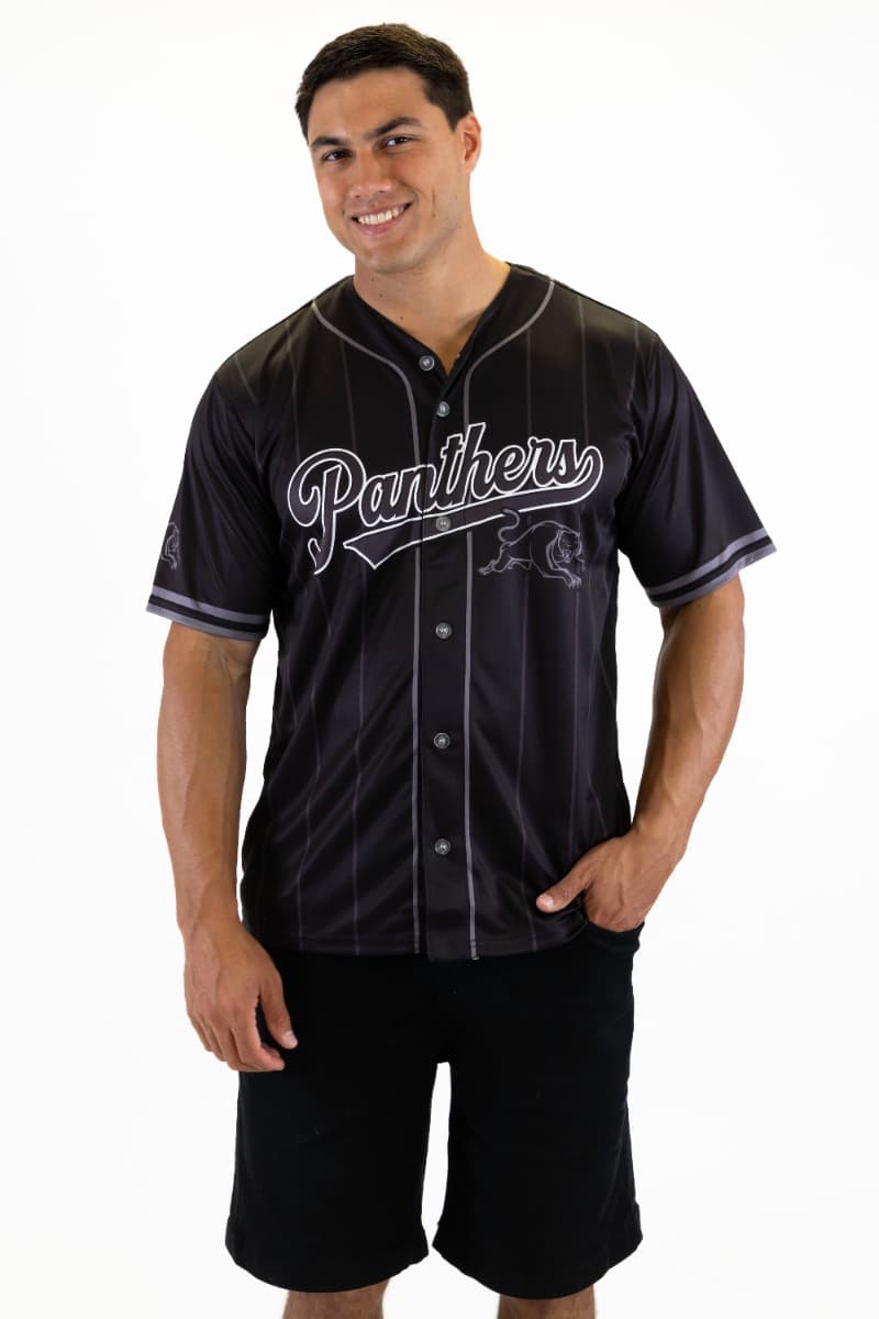 Penrith Panthers 2025 NRL Mens Blackout Baseball Shirt