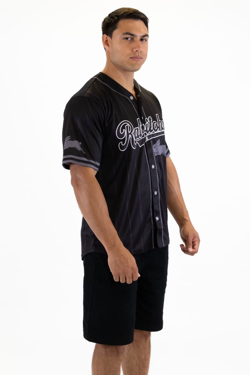 South Sydney Rabbitohs 2025 NRL Mens Blackout Baseball Shirt