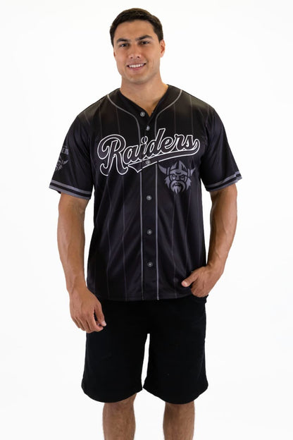 Canberra Raiders 2025 NRL Mens Blackout Baseball Shirt