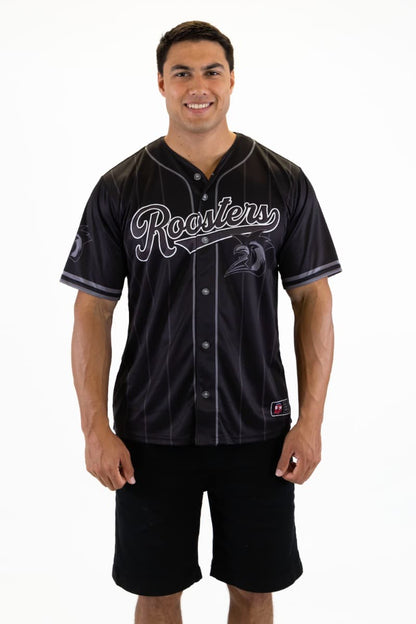 Sydney Roosters 2025 NRL Mens Blackout Baseball Shirt
