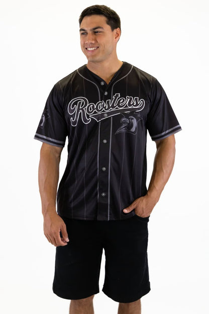 Sydney Roosters 2025 NRL Mens Blackout Baseball Shirt