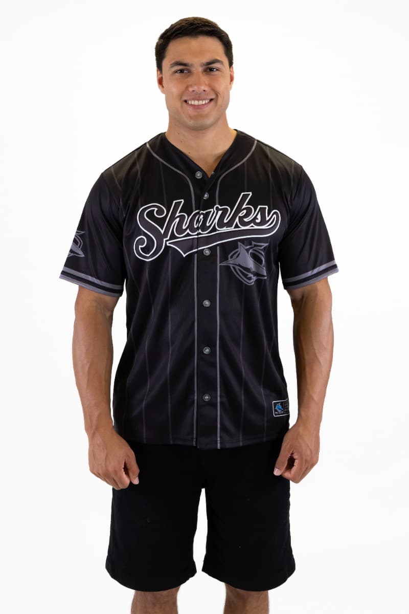 Cronulla Sharks 2025 NRL Mens Blackout Baseball Shirt