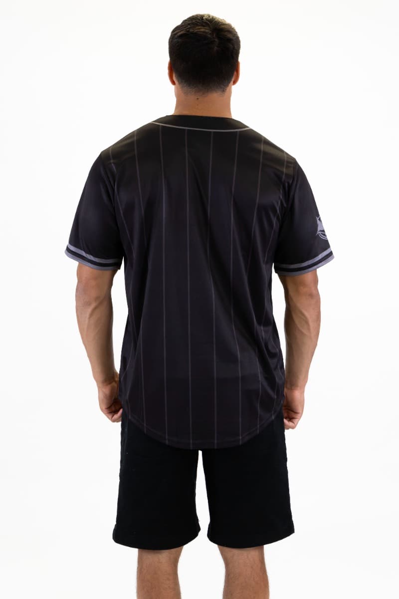 Cronulla Sharks 2025 NRL Mens Blackout Baseball Shirt