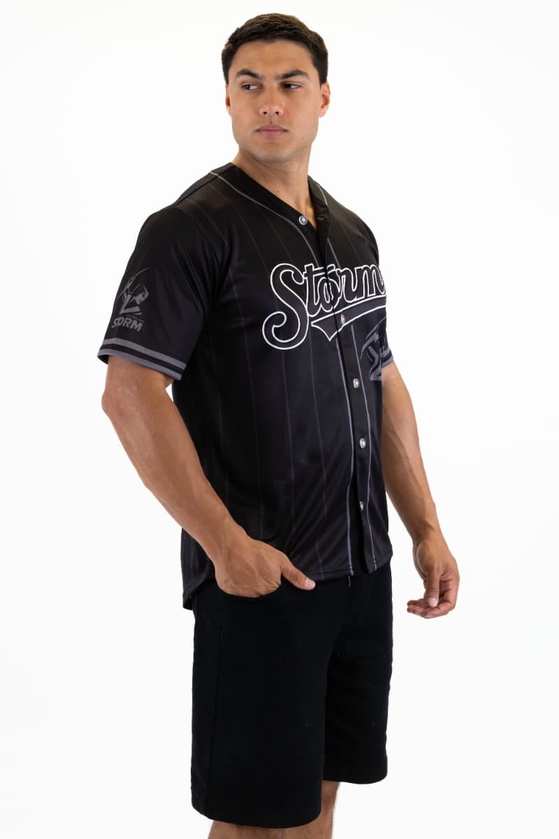 Melbourne Storm 2025 NRL Mens Blackout Baseball Shirt