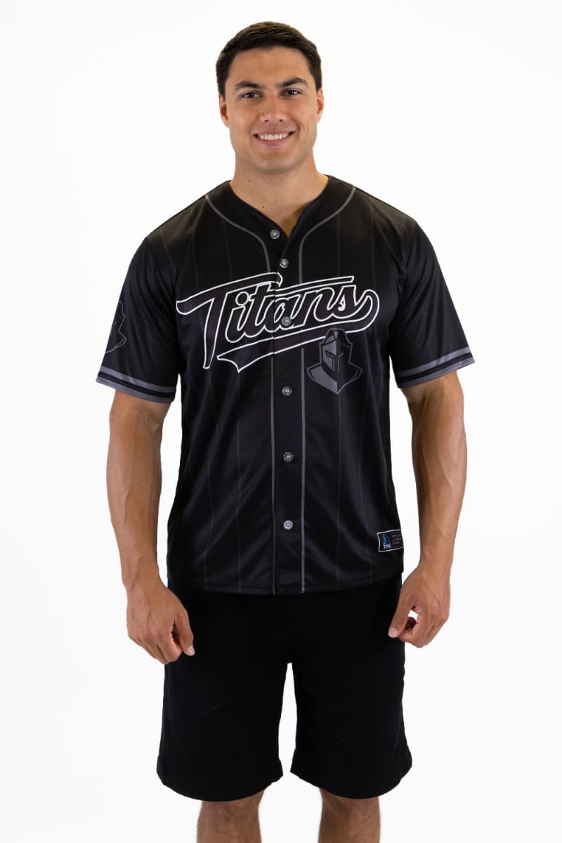 Gold Coast Titans 2025 NRL Mens Blackout Baseball Shirt