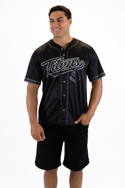 Gold Coast Titans 2025 NRL Mens Blackout Baseball Shirt