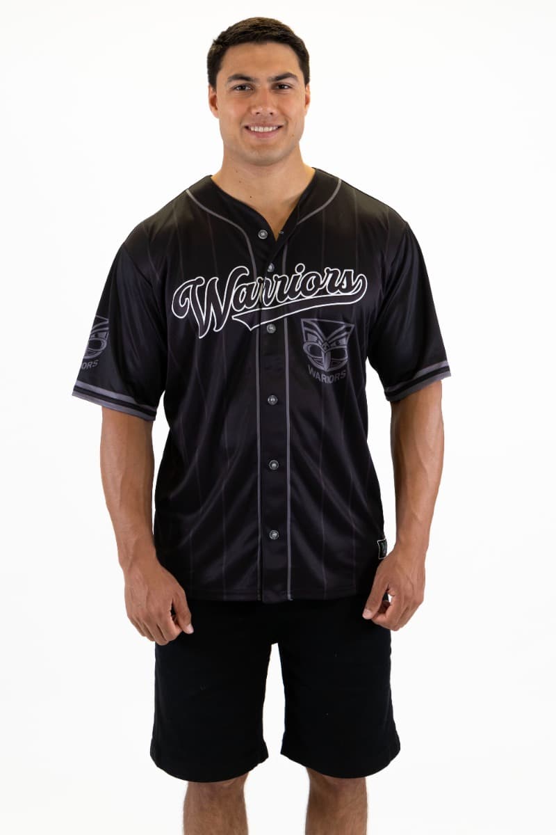 New Zealand Warriors 2025 NRL Mens Blackout Baseball Shirt