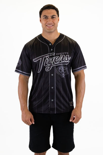 Wests Tigers 2025 NRL Mens Blackout Baseball Shirt