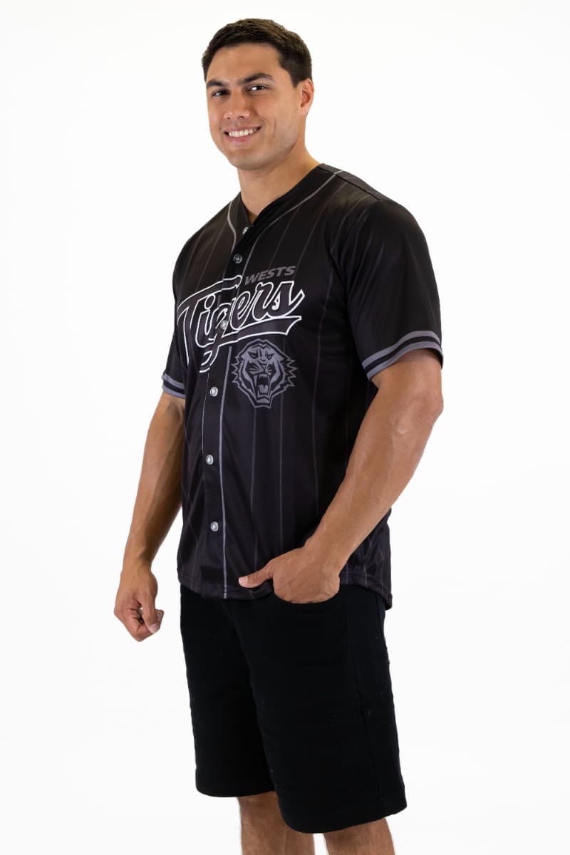 Wests Tigers 2025 NRL Mens Blackout Baseball Shirt