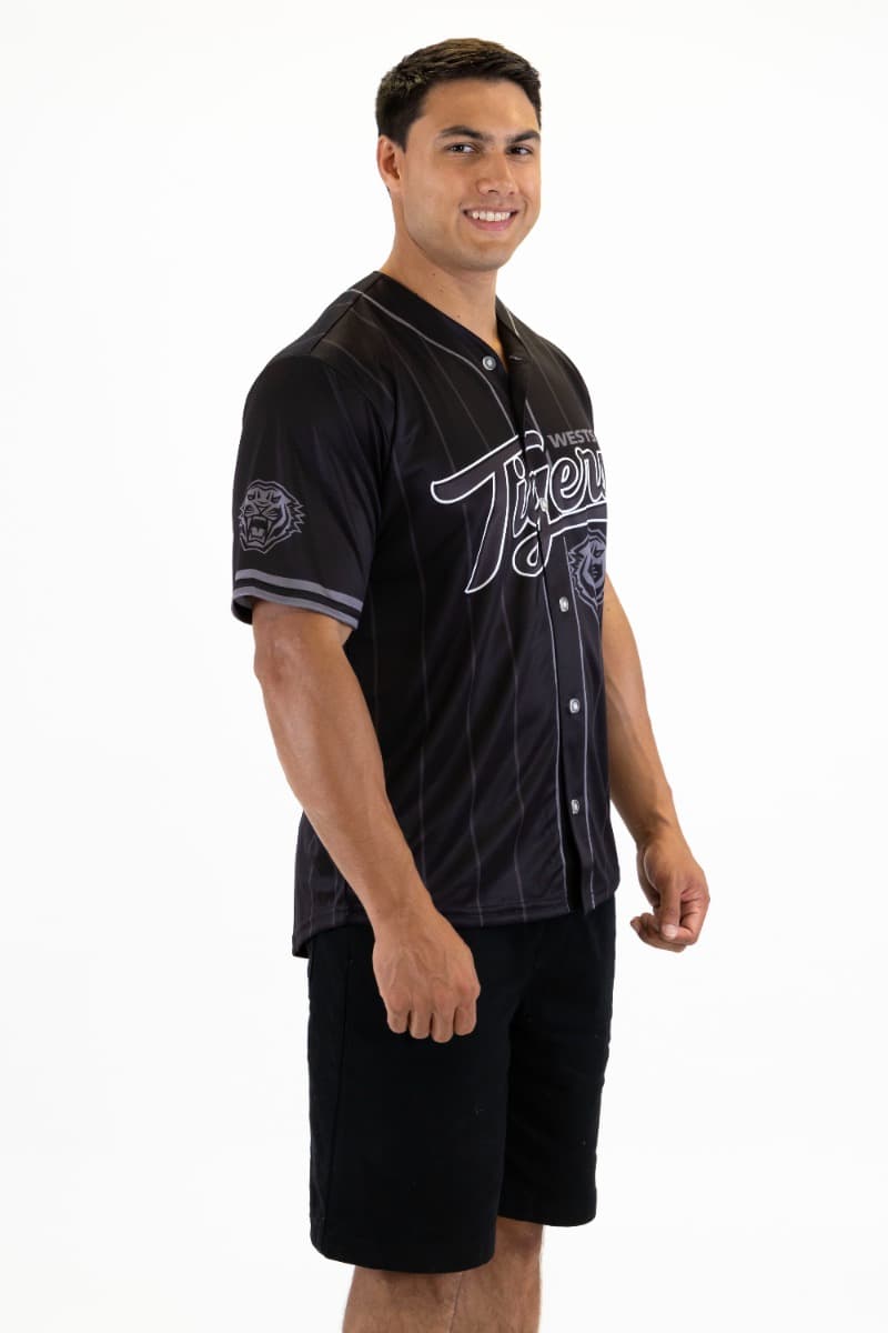 Wests Tigers 2025 NRL Mens Blackout Baseball Shirt