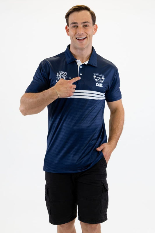 Geelong Cats 2025 AFL Mens Sandman Golf Polo Shirt