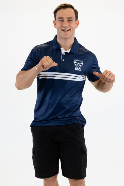 Geelong Cats 2025 AFL Mens Sandman Golf Polo Shirt