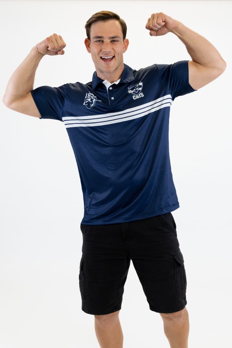 Geelong Cats 2025 AFL Mens Sandman Golf Polo Shirt