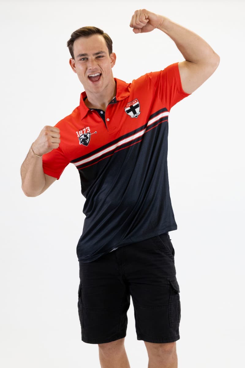 St Kilda Saints 2025 AFL Mens Sandman Golf Polo Shirt