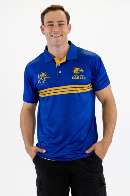 West Coast Eagles 2025 AFL Mens Sandman Golf Polo Shirt