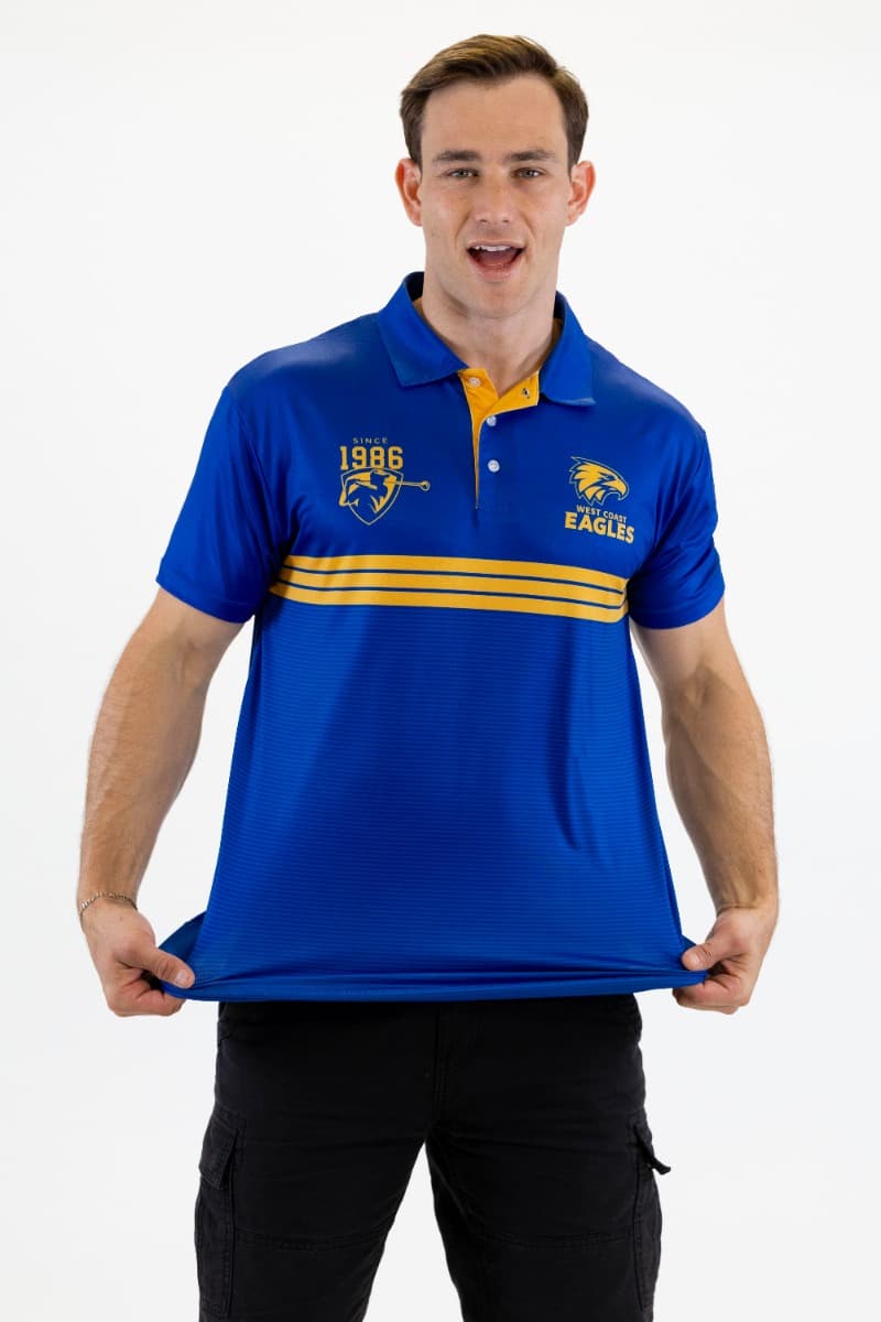 West Coast Eagles 2025 AFL Mens Sandman Golf Polo Shirt
