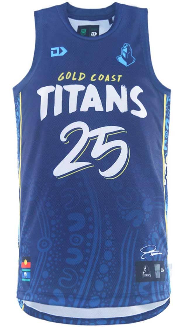Gold Coast Titans 2025 NRL Mens Indigenous Basketball Singlet
